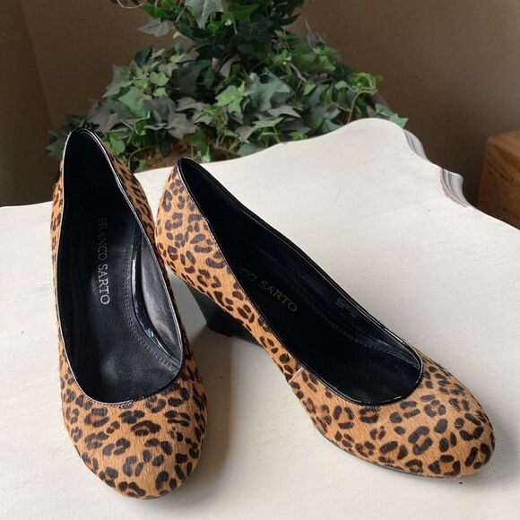 Franco Sarto Slip On Leopard Animal Print Calf Hair Wedge Size 7M - Picture 10 of 11